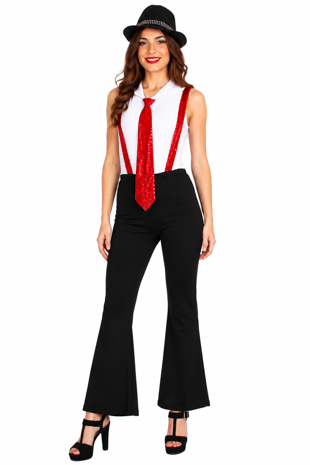COSTUME BODY E PANTALONE CON BRETELLE GANGSTER